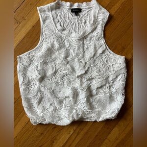 Lacey lace loose tank top summer boho Coachella Costal cowgirl L white summer